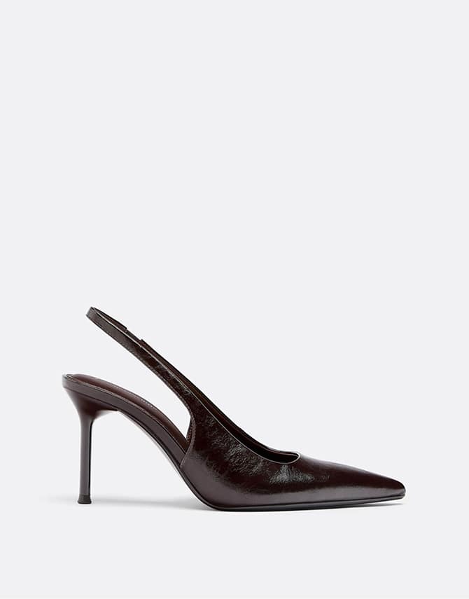 Dark brown slingback heel