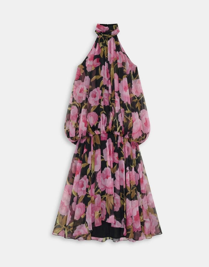 Pink floral halter dress