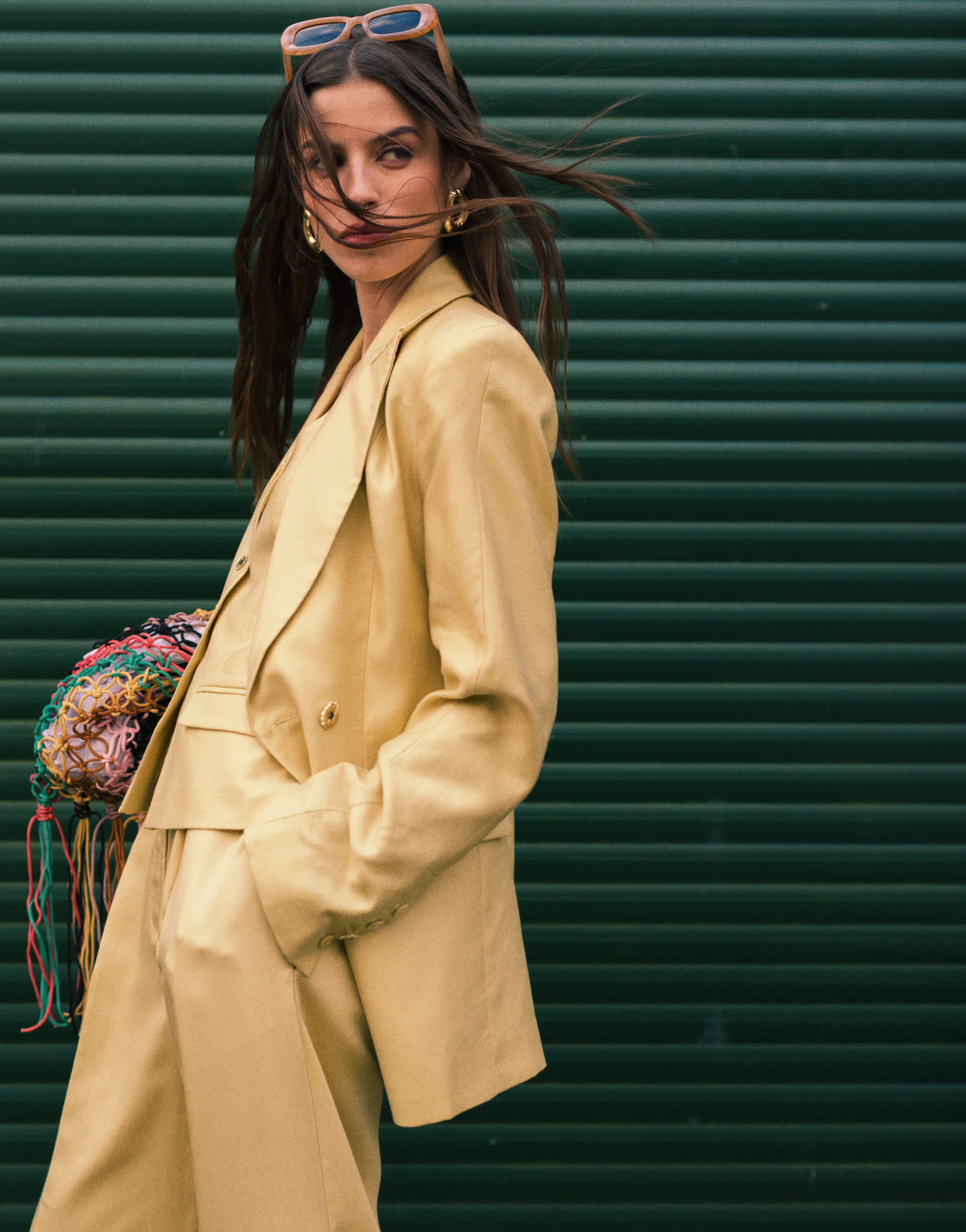 Topshop premium yellow waistcoat, trouser and blazer set